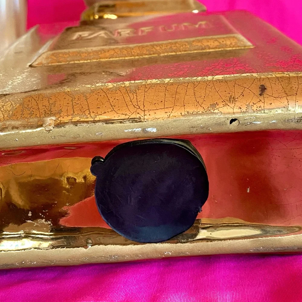 Z Gallerie Gold Perfume Bottle Statue Girly Decor Bank Shiny Glam Fragrance Art